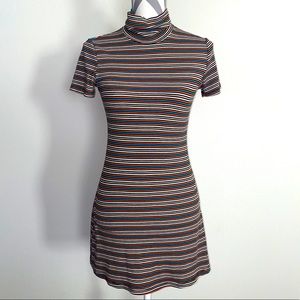 Le Lis Women Orange Casual Dress Stretch Turtleneck Dress SZ S